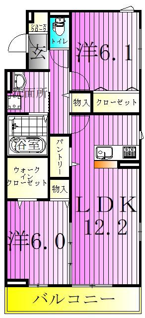 アークハウス竹の塚(2LDK/3階)の間取り写真