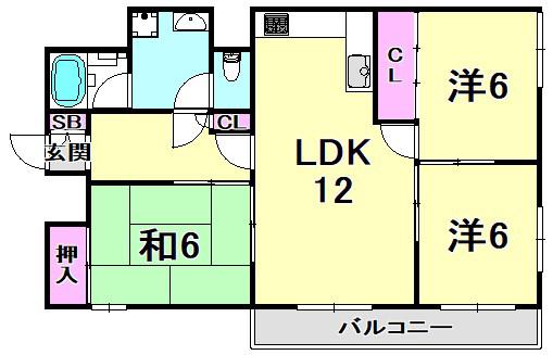 甲東イーストマンション(3LDK/1階)の間取り写真
