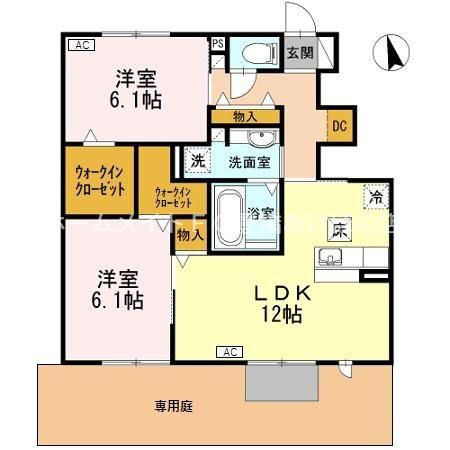 豊橋鉄道東田本線 赤岩口駅 徒歩11分 2階建 築11年(2LDK/1階)の間取り写真