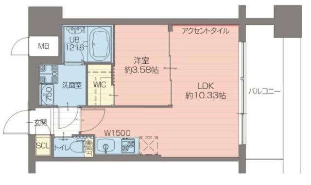 プレジオ弁天町EURO(1LDK/9階)の間取り写真