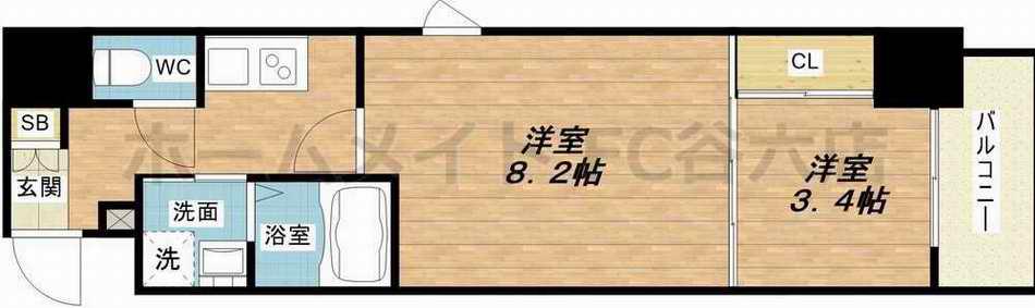 CAVANA本町(1DK/6階)の間取り写真