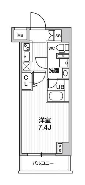 ジェノヴィア阪東橋スカイガーデン(1K/2階)の間取り写真