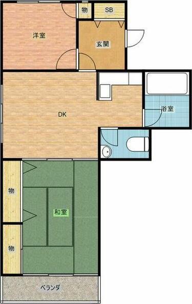 中央マンションビル(2DK/5階)の間取り写真