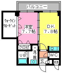 ベイシック大名(1DK/10階)の間取り写真