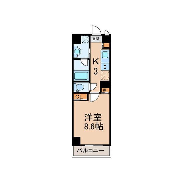 イースタンヒルズ本郷駅前(1K/9階)の間取り写真