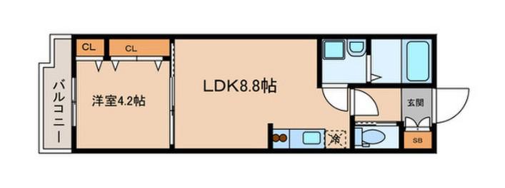 フルール駒込(1LDK/2階)の間取り写真