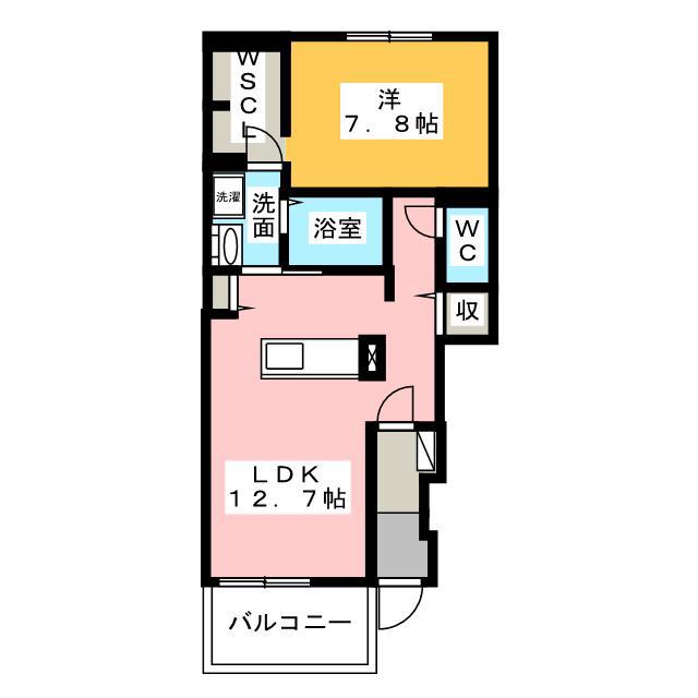 ミドルA(1LDK/1階)の間取り写真