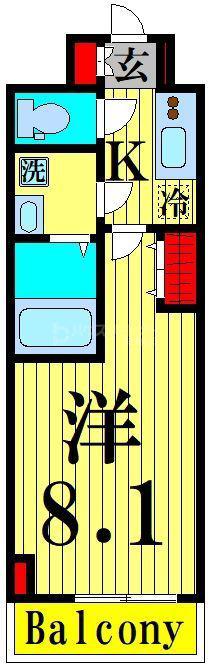 LEXE綾瀬(1K/4階)の間取り写真
