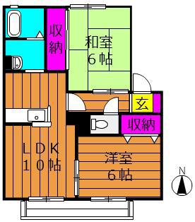 ビアン連島(2LDK/1階)の間取り写真