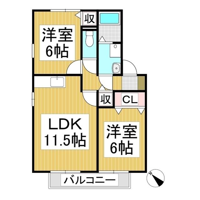 セジュール倉石(2LDK/2階)の間取り写真