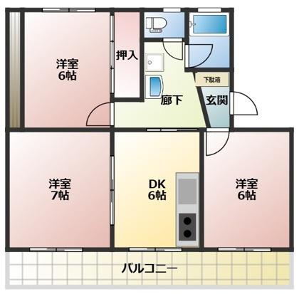 メゾンドールFUJI(3DK/2階)の間取り写真