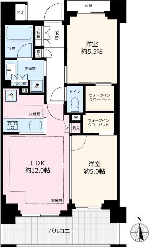 レジデンシャル池袋本町(2LDK/7階)の間取り写真