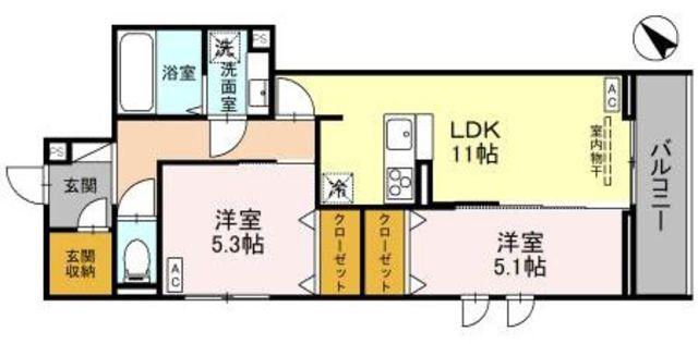 アリエッタII(2LDK/2階)の間取り写真