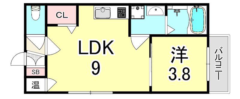 GRANDIR 大和田(1LDK/3階)の間取り写真