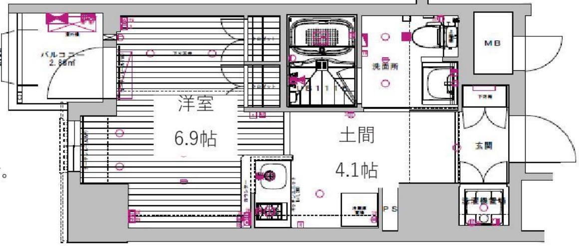 アクアプレイス上本町(1K/1階)の間取り写真
