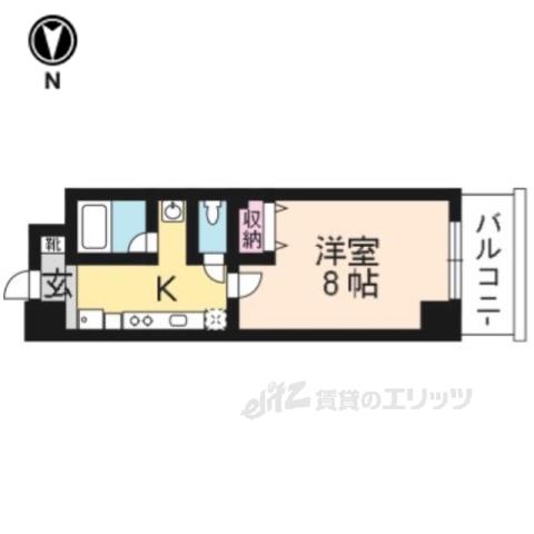 ノースSIDE1西館(1K/4階)の間取り写真