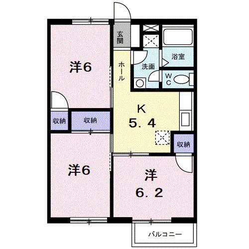 ロイヤルハイム瀬戸(3DK/2階)の間取り写真