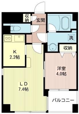 ルボラパン行人坂(1LDK/4階)の間取り写真