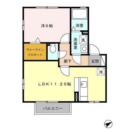 ペアレ I/II(1LDK/2階)の間取り写真