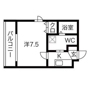 エルフラット(1K/1階)の間取り写真