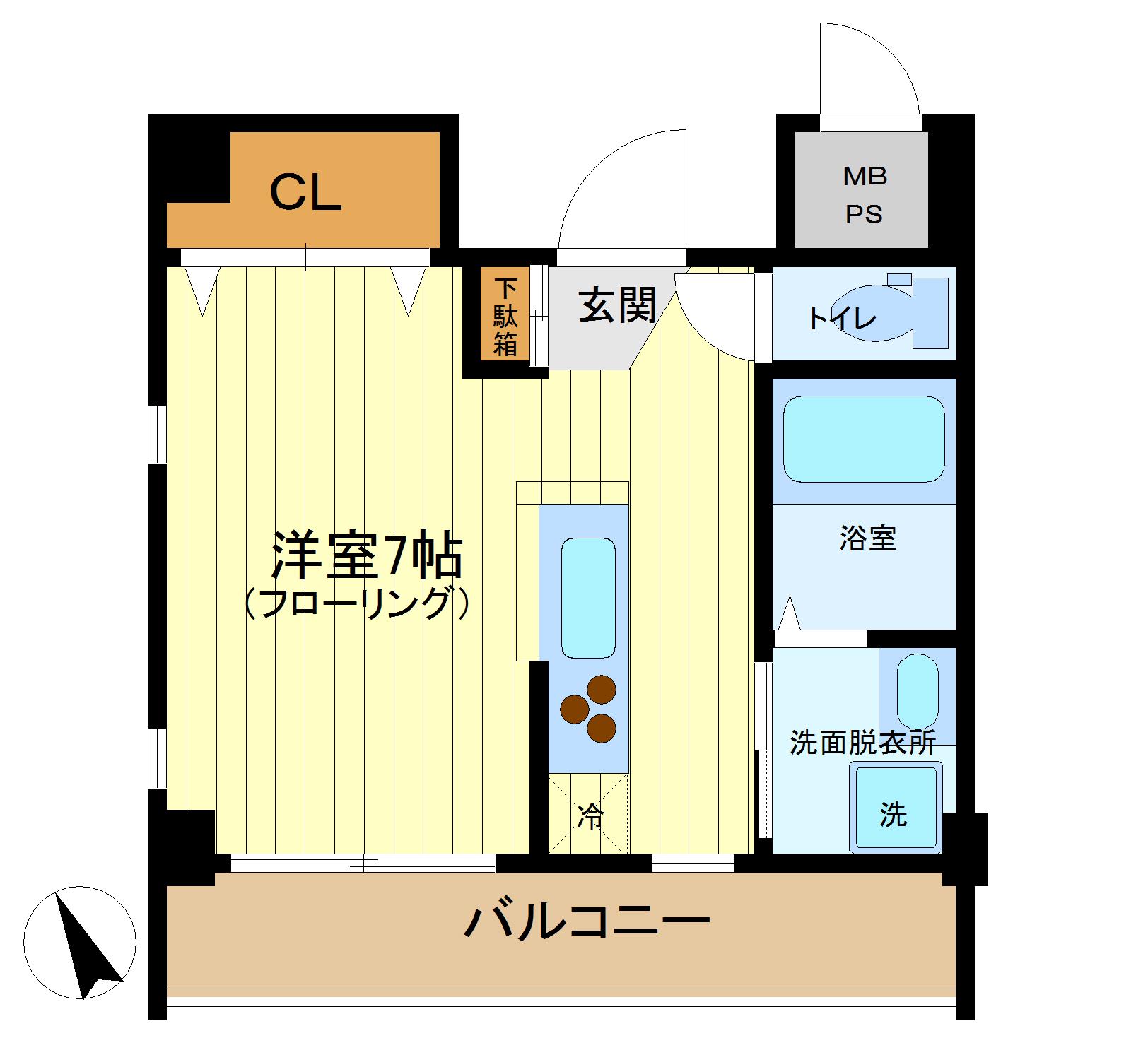 キャッスルあざみ野(ワンルーム/3階)の間取り写真