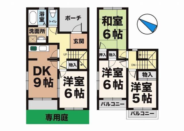 タウンハウス今寺IIC(4DK/1階)の間取り写真