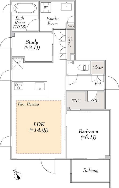 LUMIEC SUITE EBISU(1SLDK/3階)の間取り写真