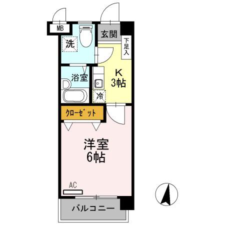 インペリアル宮前(1K/3階)の間取り写真