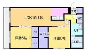 EUKOT34(2LDK/4階)の間取り写真