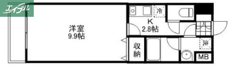 WILLDO岡山大供(1K/11階)の間取り写真