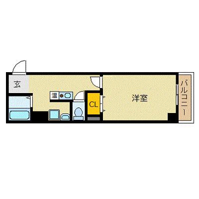 ブルーノ長堀(1K/3階)の間取り写真
