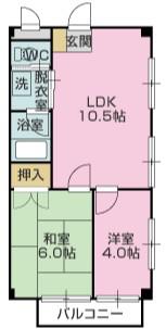 杉山第5ハイツ(2LDK/1階)の間取り写真