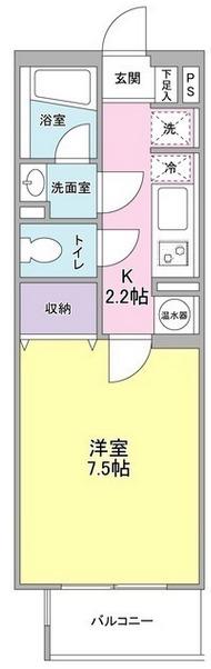 ベルク城山弐番館(1K/2階)の間取り写真