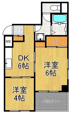 サンモール小野(2DK/5階)の間取り写真