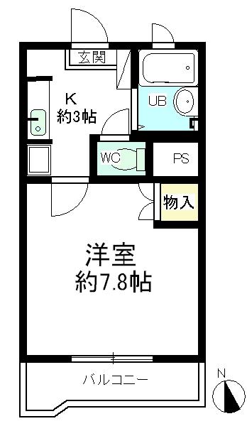 コーポラスヘルシーII(1K/3階)の間取り写真
