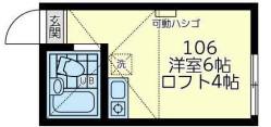 ユナイト山手ルベール(ワンルーム/1階)の間取り写真