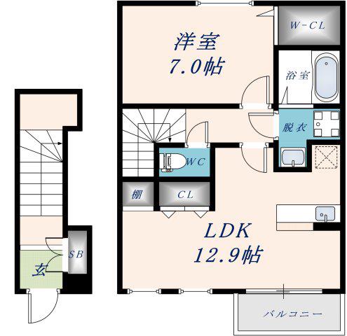 パルテール(1LDK/2階)の間取り写真