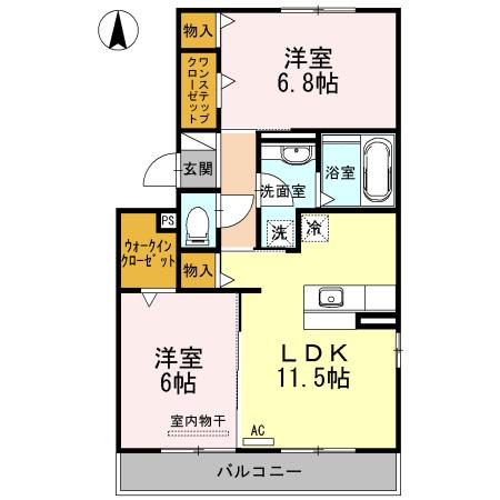メゾン・シュシュ(2LDK/3階)の間取り写真