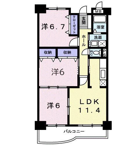 クラール(3LDK/2階)の間取り写真