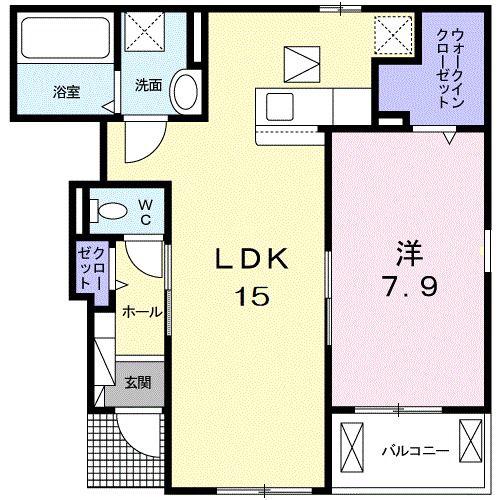 レイワ コートI(1LDK/1階)の間取り写真