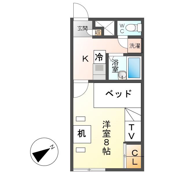 レオパレスラペ ルミエ(1K/2階)の間取り写真