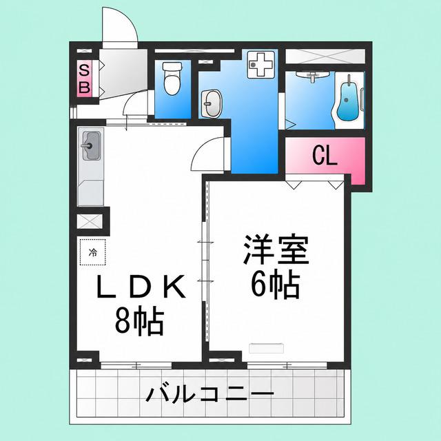 カビーネ北長尾(1LDK/1階)の間取り写真
