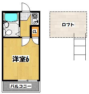 ハローズハウス(1K/1階)の間取り写真
