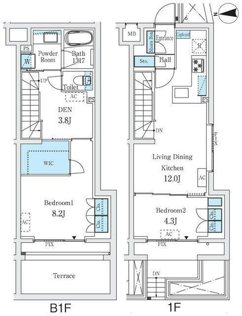 スタンズ柿の木坂(2LDK/B1階)の間取り写真