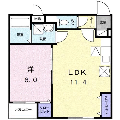 ラ・メゾン・リュミエールIII(1LDK/1階)の間取り写真