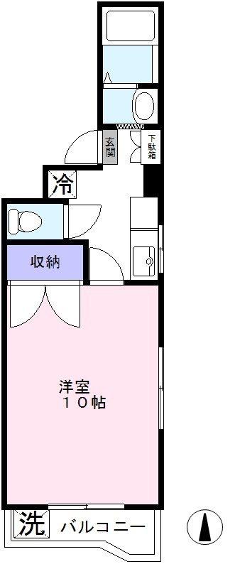 K-FLAT(1K/3階)の間取り写真