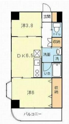 ボヌール(2DK/6階)の間取り写真