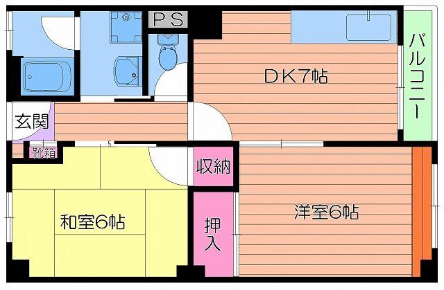 都島岡本マンション(2DK/3階)の間取り写真