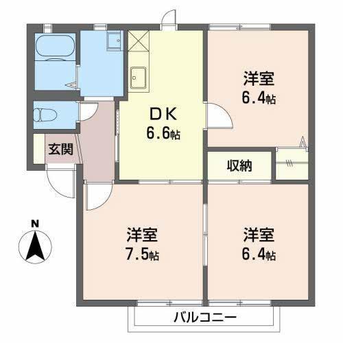 HOTARU A棟(3DK/2階)の間取り写真