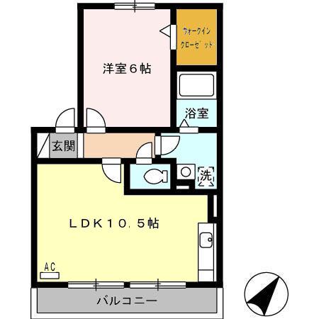 グランドメゾン西脇(1LDK/1階)の間取り写真